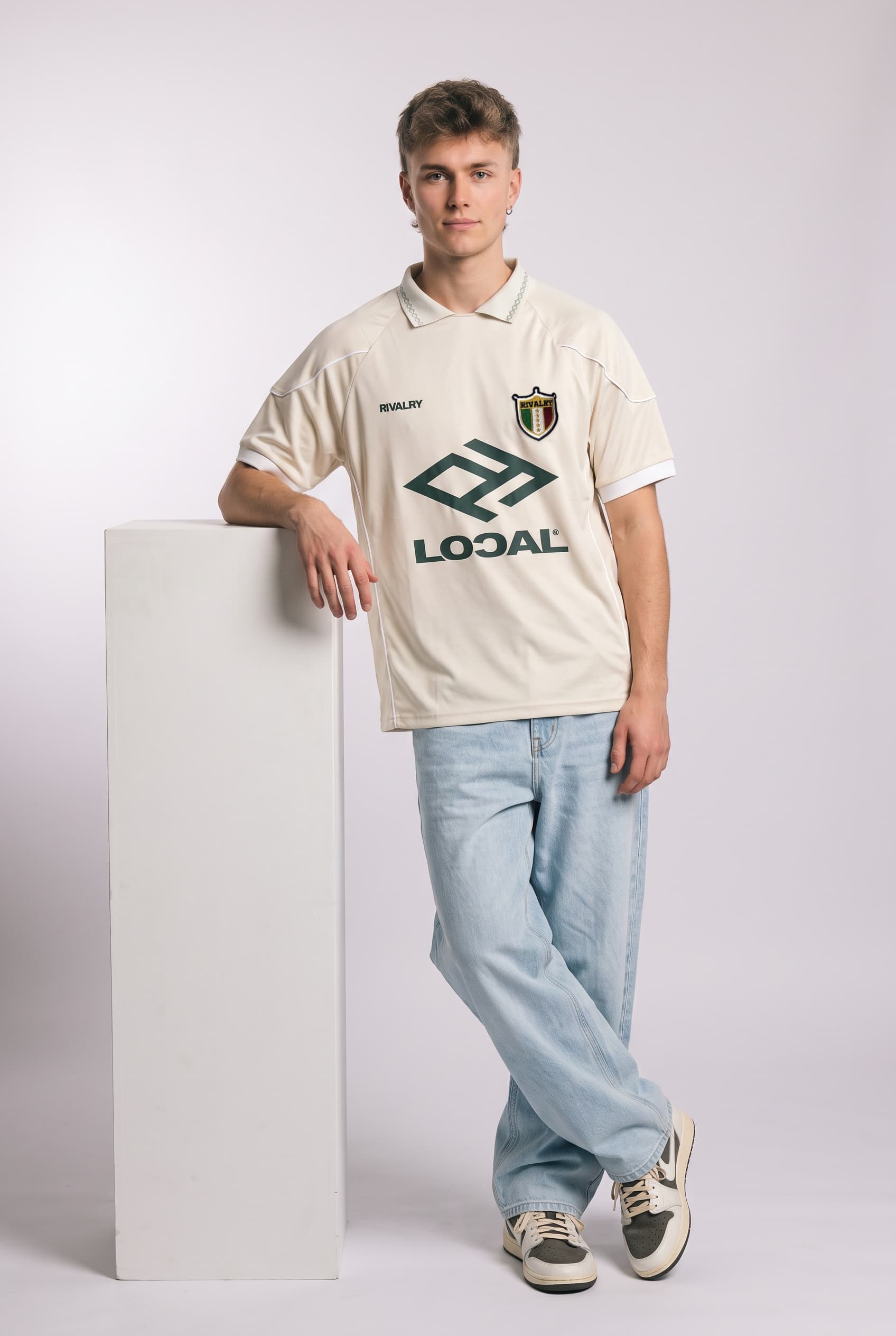 Krem Retro Futbol Forması, Polo Yaka Jersey – 2. görsel